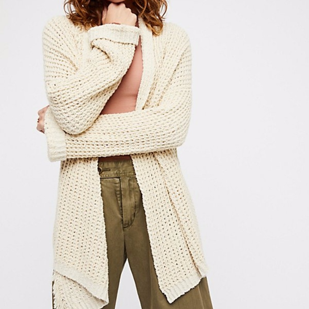 Free People Cream Knit Cardigan